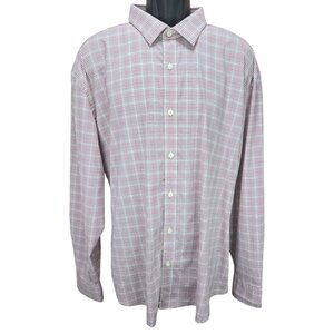 Untuckit Mens XXX-Large Button-Up Shirt Nylon Blend Red & White Checkered